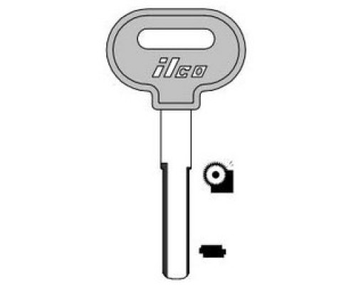 KABA ILCO CORP  S32YS-P NP A21               Vehicle Key Blank, High Security, Plastic Head, Special Key Machine, Brass, Nickel Plated, 21 Price Group, For Saab