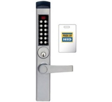 KABA  E3765MSNL-626-41               Electronic Pushbutton Lock, Mortise, Schlage C Keyway, Deadlatch, Narrow Stile Lever, Satin Chrome, With Cylinder