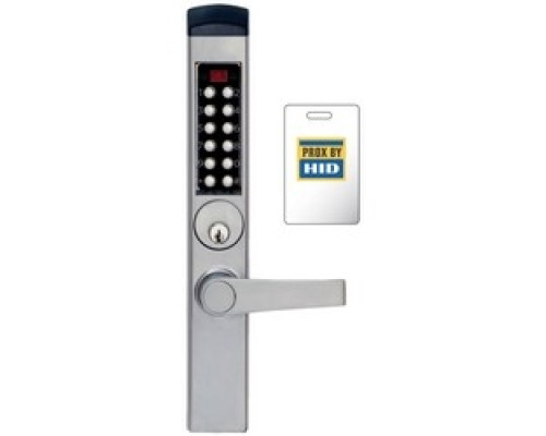 KABA  E3765MSNL-626-41               Electronic Pushbutton Lock, Mortise, Schlage C Keyway, Deadlatch, Narrow Stile Lever, Satin Chrome, With Cylinder