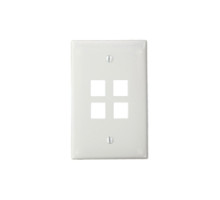 LEVITON  41091-4WN               QuickPort Midsize Wallplate, Single Gang, 4-Port, White