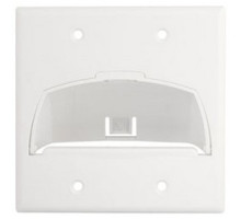 ON-Q/LEGRAND  WP9002WH  WP9002-WH              Cable Access Wallplate, Hinged Bullnose, 2-Gang, 4.56