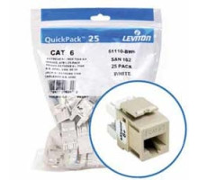 LEVITON  61110-BI6               eXtreme 6+ QuickPort Connector Quickpack, Category 6, 25-pack, Ivory