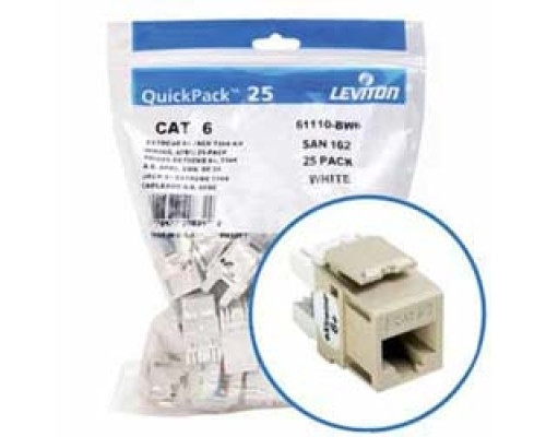 LEVITON  61110-BI6               eXtreme 6+ QuickPort Connector Quickpack, Category 6, 25-pack, Ivory