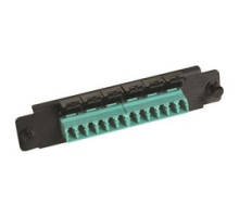 COMMSCOPE SYSTIMAX SOLUTIONS  760148056  PNL-BK-012-MFA-LC12-AQ              Adapter Panel, 1000-Type, LazrSPEED Multimode LC, 12 Fiber, Ganged Aqua Adapter, Black Panel, Shuttered