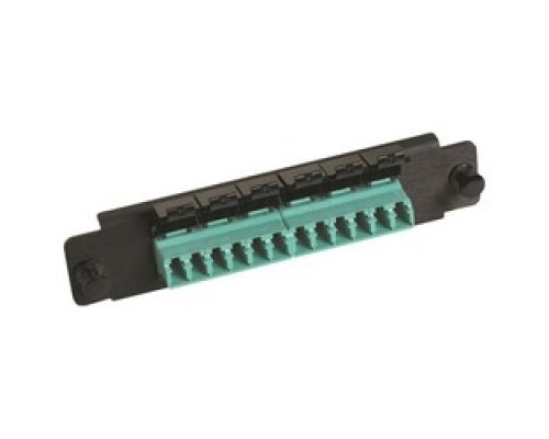 COMMSCOPE SYSTIMAX SOLUTIONS  760148056  PNL-BK-012-MFA-LC12-AQ              Adapter Panel, 1000-Type, LazrSPEED Multimode LC, 12 Fiber, Ganged Aqua Adapter, Black Panel, Shuttered