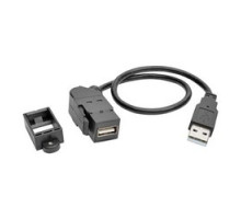 TRIPP LITE U024-001-KPA-BK        USB 2.0 Hi-Speed All-in-One Keystone/Panel Mount Extension Cable M/F , Angled Connector, 1 ft.