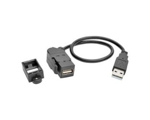 TRIPP LITE U024-001-KPA-BK        USB 2.0 Hi-Speed All-in-One Keystone/Panel Mount Extension Cable M/F , Angled Connector, 1 ft.