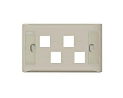 COMMSCOPE ENTERPRISE SOLUTIONS  2111203-1  2111203-1              Faceplate, 4-Port, Horizontal, Single Gang, with Label Covers and Icons, Almond