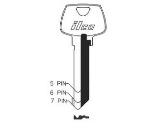 KABA ILCO CORP  01007LK NS A40  AA00018073              Cylinder Lock Key Blank, 6-Pin, Sectional, Natural Nickel Silver, 8 Price Group, For Sargent