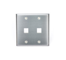 LEVITON  43080-2S2               Wall Plate, 2-Port Double-Gang, Stainless Steel