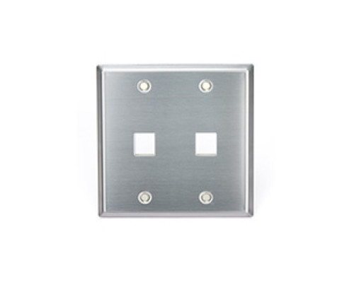 LEVITON  43080-2S2               Wall Plate, 2-Port Double-Gang, Stainless Steel