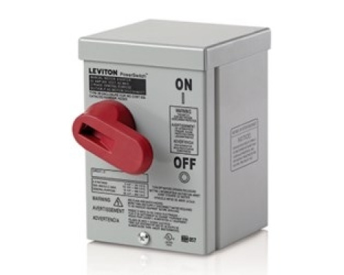 LEVITON  N3303-DS               30 Amp, 600 Volt, Toggle In Type 3R Enclosure Three, Pole, Industrial Grade, Grounded To Enclosure, Gray