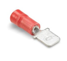 THOMAS & BETTS  RA2517M               Vinyl-insulated Male Tab, Length .95 Inches, Maximum Insulated .150, Tab Size .250x.032, Wire Range #22-#18 AWG, Color Red, Copper, Tin Plated, On Mylar Tape, 1,000 Pack