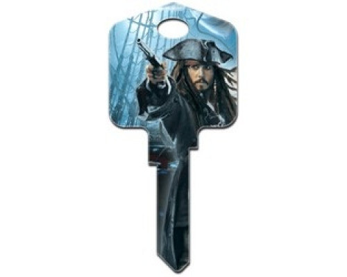 HOWARD KEYS  KW-D27               Decorative Key Blank, Kwikset, Large Headed, Painted, Disney Pirates of the Caribbean Captain Jack Sparrow Design, Individually Carded
