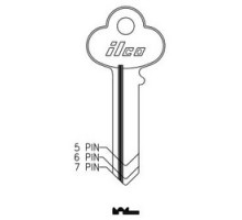 KABA ILCO CORP  1001EA NP A12  IAL4404000B              Cylinder Lock Key Blank, 6-Pin, Brass, Nickel Plated, 12 Price Group, For Corbin/Russwin