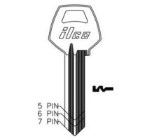 KABA ILCO CORP  A1001AH NP A03  AL5041114B              Cylinder Lock Key Blank, 6-Pin, Sectional, Brass, Nickel Plated, 3 Price Group, For Corbin/Russwin