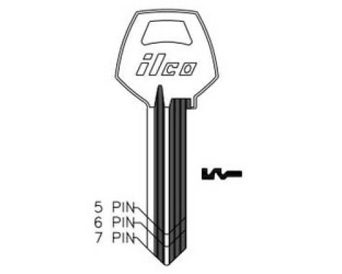 KABA ILCO CORP  A1001AH NP A03  AL5041114B              Cylinder Lock Key Blank, 6-Pin, Sectional, Brass, Nickel Plated, 3 Price Group, For Corbin/Russwin