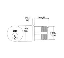 ASSA ABLOY ACCENTRA  2153 118 626 GB 0-BIT               Mortise Lock Cylinder, Symphony, Conventional, 6-Pin, GB Keyway, 0-Bit, 1-1/8
