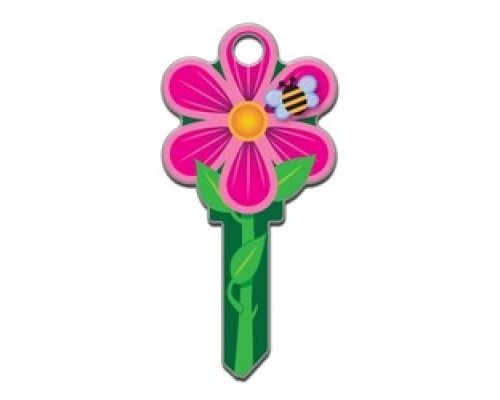LUCKY LINE PRODUCTS INC  B106S               House Key, Schlage, Flower, Brass, Enamel Coating, 1 each per Card
