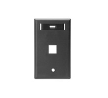 LEVITON  42080-1ES               Wall Plate, 1-Port Single-Gang, With ID Windows, Black