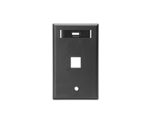 LEVITON  42080-1ES               Wall Plate, 1-Port Single-Gang, With ID Windows, Black