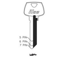 KABA ILCO CORP  01007LB NS A35  AA00017993              Cylinder Lock Key Blank, 6-Pin, Sectional, Natural Nickel Silver, 7 Price Group, For Sargent