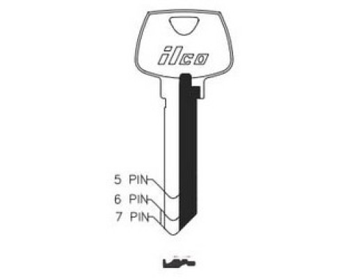 KABA ILCO CORP  01007LB NS A35  AA00017993              Cylinder Lock Key Blank, 6-Pin, Sectional, Natural Nickel Silver, 7 Price Group, For Sargent