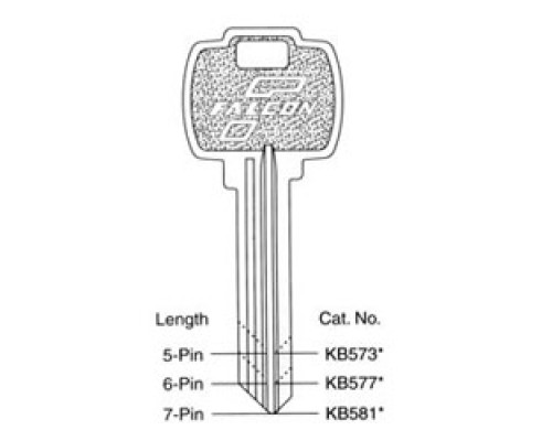 FALCON LOCK  KB577 G  043156885619              Door Lock Key Blank, Standard, 6-Pin, G Keyway, For Conventional Cylinder