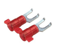 PANDUIT  PN18-10FF-3K               Flanged Fork Terminal, nylon insulated, metal insulation grip sleeve, 22 - 18 AWG wire range, #10 stud size.