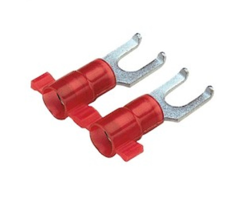PANDUIT  PN18-10FF-3K               Flanged Fork Terminal, nylon insulated, metal insulation grip sleeve, 22 - 18 AWG wire range, #10 stud size.