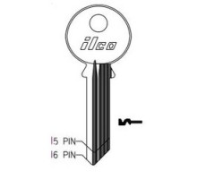 KABA ILCO CORP  998R NP A14               Cylinder Lock Key Blank, 6-Pin, Brass, Nickel Plated, 14 Price Group, For Yale