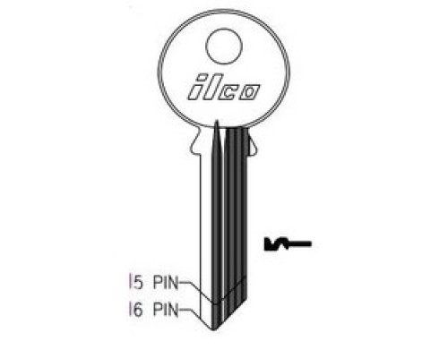 KABA ILCO CORP  998R NP A14               Cylinder Lock Key Blank, 6-Pin, Brass, Nickel Plated, 14 Price Group, For Yale