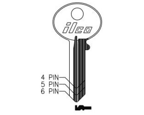 KABA ILCO CORP  L1003A NP A13               Cylinder Lock Key Blank, 6-Pin, Sectional, Brass, Nickel Plated, 13 Price Group, For Corbin Cabinet Lock