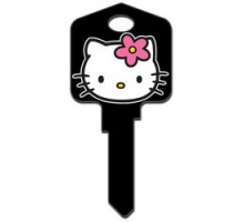 HOWARD KEYS  KW-SR2               Decorative Key Blank, Kwikset, Large Headed, Painted, Hello Kitty Design, Black, Individually Carded