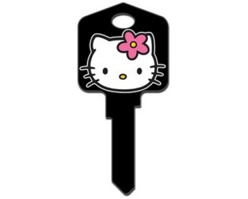 HOWARD KEYS  KW-SR2               Decorative Key Blank, Kwikset, Large Headed, Painted, Hello Kitty Design, Black, Individually Carded