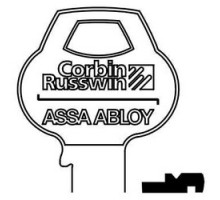 CORBIN RUSSWIN INC  57A1-6PIN-10               Door Lock Key Blank, Cylinder, Single-Section, Standard, 6-Pin, X-Class Bitting, Coined Logo Bow