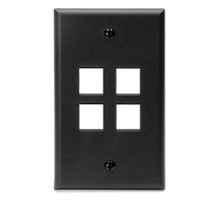 LEVITON  41080-4EP               QuickPort Wallplate, Single Gang, 4-Port, Black