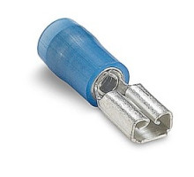 THOMAS & BETTS  RBD1833               Nylon Insulated Female Disconnect, Length 0.83in, Width 0.23in, Max Insulation 0.163, Tab Size 0.187x.032, Wire Range #16-#14 AWG, Blue, Copper, Tin Plated, 1,000 Pack