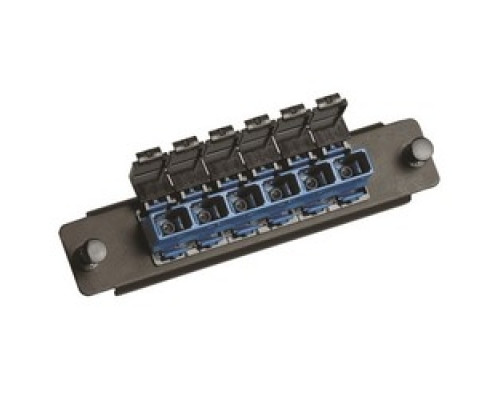 COMMSCOPE ENTERPRISE SOLUTIONS  760148213  PNL-BK-006-SFA-SC06-BL              Adapter Panel, 1000-Type, Teraspeed Single-mode SC, 6 Fiber, Ganged Blue Adapter, Shuttered, Single Pack, Black Finish