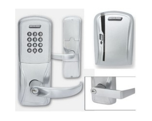 SCHLAGE ALLEGION BRAND  AD200-MS70MSK-RHO-626-JCO7-RH 4B 09663 10072 134        Electronic Door Lock, Mortise Chassis, Magnetic Stripe, Keypad, Rhodes Lever, Satin Chrome, 4AA Battery Kit, Without 7-Pin FSIC Cylinder, For Class/Sto