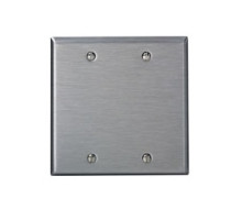 LEVITON  84025               2-gang No Device Blank Wallplate, Standard Size, 430 Stainless Steel, Box Mount - Stainless Steel
