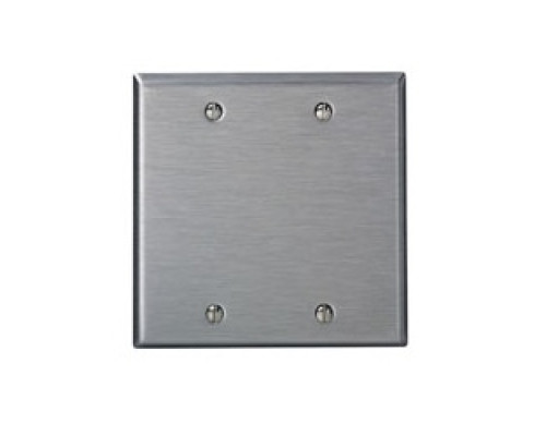 LEVITON  84025               2-gang No Device Blank Wallplate, Standard Size, 430 Stainless Steel, Box Mount - Stainless Steel