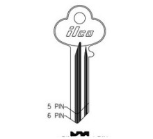 KABA ILCO CORP  1015C NP A20  AA42084012              Cylinder Lock Key Blank, 5-Pin, Brass, Nickel Plated, 20 Price Group, For Lockwood