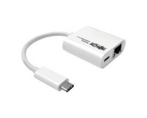TRIPP LITE  U436-06N-G-C               USB 3.1 Gen 1 USB-C to Gigabit Ethernet NIC Network Adapter with USB-C Charging Port, 10/100/1000 Mbps, Thunderbolt 3 Compatible, White