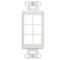 ON-Q/LEGRAND  WP3416WH               Decorator Outlet Strap, 6-Port, Keystone Insert Plug, 1.65
