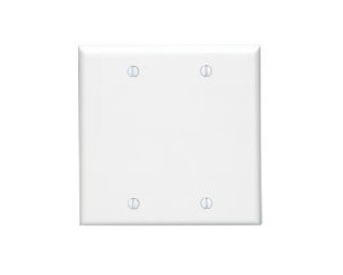 LEVITON  88025               2-gang No Device Blank Wallplate, Standard Size, Thermoset, Box Mount, White
