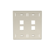 LEVITON  42080-4IP               QuickPort Wallplate with ID Window, Dual Gang, 4-Port, Ivory