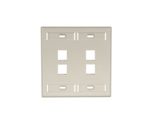 LEVITON  42080-4IP               QuickPort Wallplate with ID Window, Dual Gang, 4-Port, Ivory