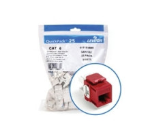 LEVITON  61110-BC6               eXtreme 6+ QuickPort Connector Quickpack, CAT 6, 25-pack, crimson