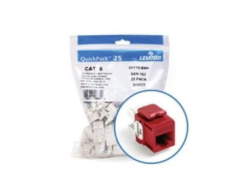 LEVITON  61110-BC6               eXtreme 6+ QuickPort Connector Quickpack, CAT 6, 25-pack, crimson